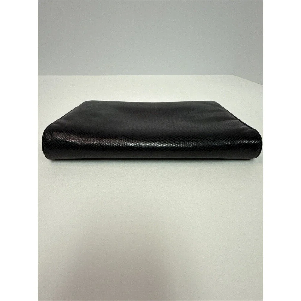 Judith Leiber Black Lizard Snakeskin Leather Rhinestone Clutch Bag Comb Vintage - Picture 13 of 16